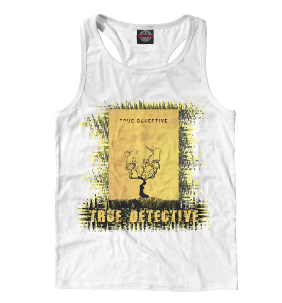 Мужская майка-борцовка с изображением True detective (yellow theme) цвета Белый