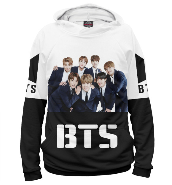 Женское худи с изображением BTS цвета Белый