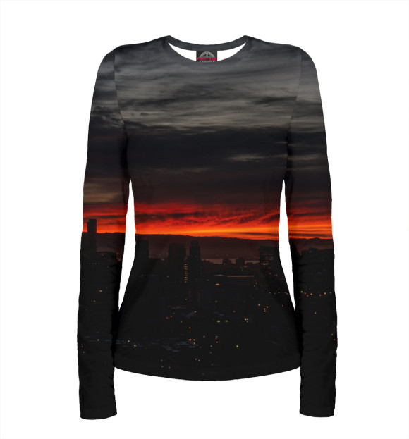 Женский лонгслив с изображением Закат цвета Белый