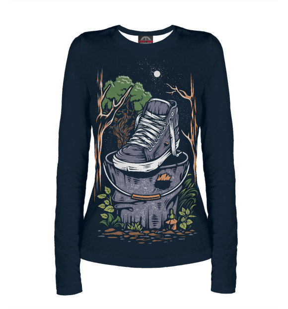 Женский лонгслив с изображением Кед цвета Белый