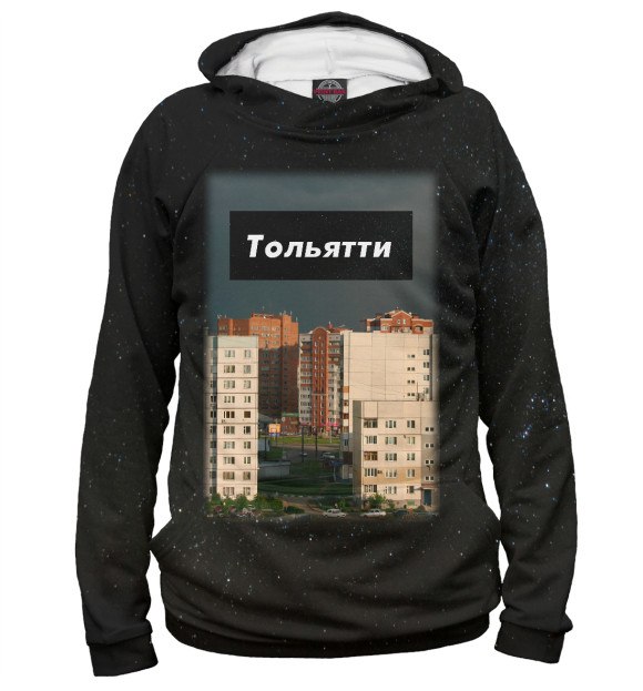 Мужское худи с изображением Тольятти цвета Белый