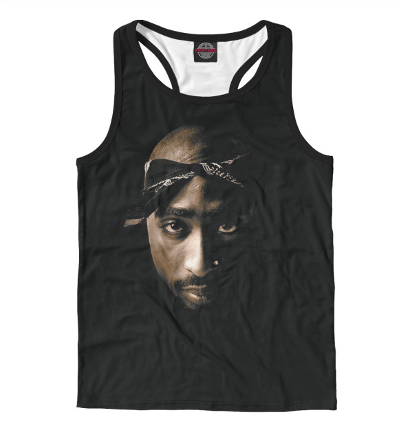 Мужская майка-борцовка с изображением Tupak Shakur цвета Белый