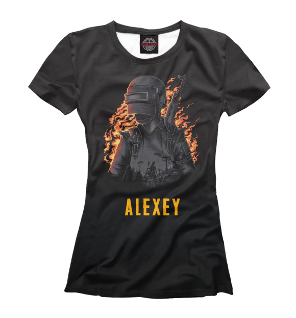 Женская футболка с изображением PUBG - Alexey цвета Белый