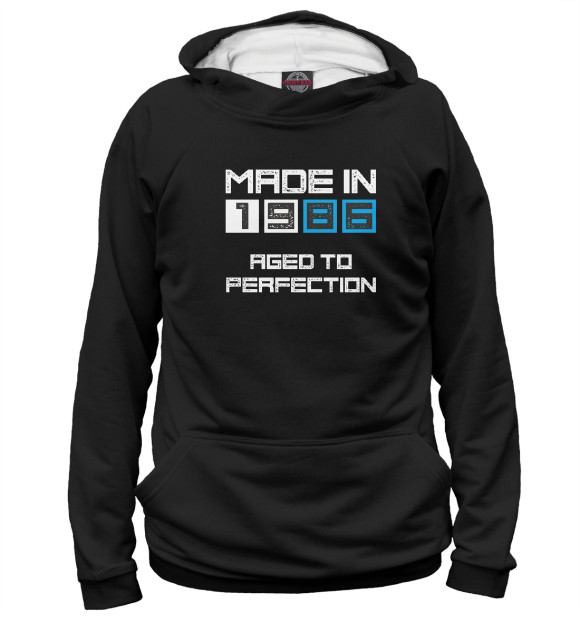 Мужское худи с изображением Made in 1986 цвета Белый