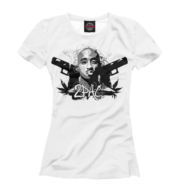 Женская футболка с изображением 2Pac цвета Белый