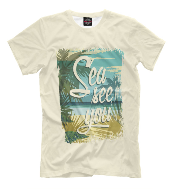 Футболка для мальчиков с изображением Sea see you цвета Бежевый