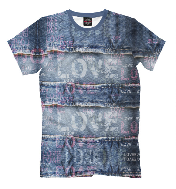 Мужская футболка с притом Джинсовая одежда цвета Серый Мужская футболка с изображением Джинсовая одежда цвета Серый