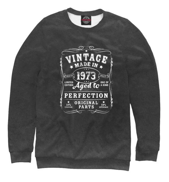 Свитшот для девочек с изображением Vintage made in 1973 цвета Белый