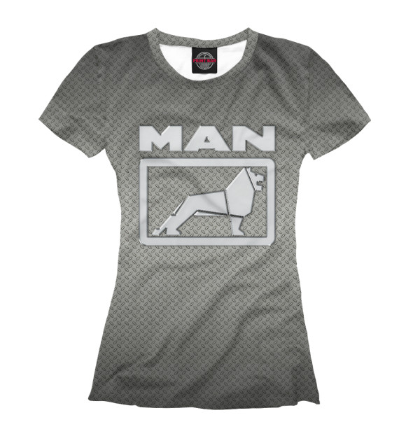 Женская футболка с изображением MAN (рифленая сталь) цвета Белый