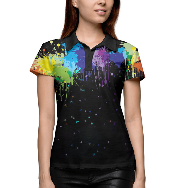 Женское поло с изображением Краски цвета Белый