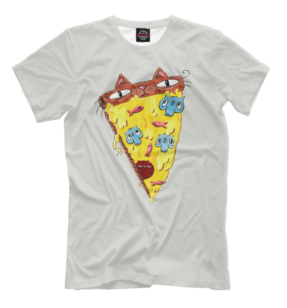 Мужская футболка с изображением Pizzacat цвета Бежевый