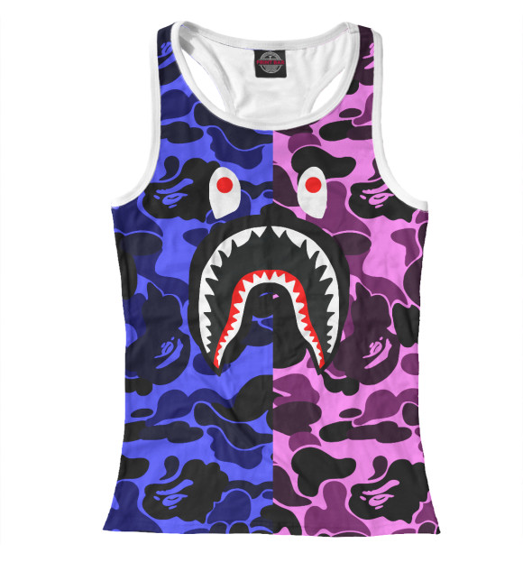 Женская майка-борцовка с изображением bape shark цвета Белый