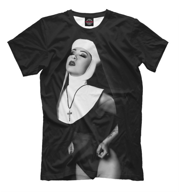 Мужская футболка с изображением Nun цвета Черный