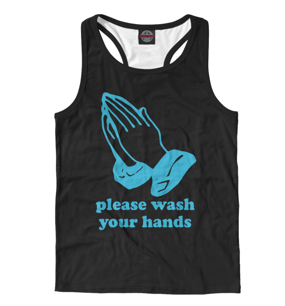 Мужская майка-борцовка с изображением Мой руки цвета Белый