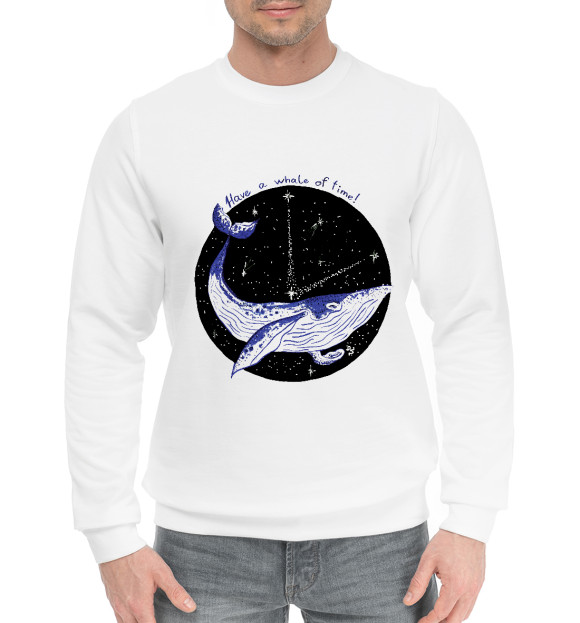 Мужской хлопковый свитшот с изображением Have a whale of time цвета Белый