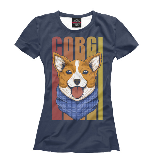 Футболка для девочек с изображением CORGI цвета Белый