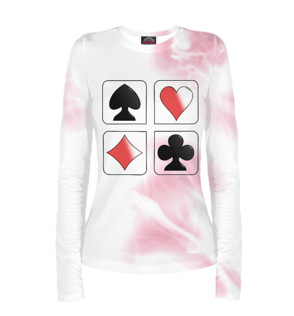 Женский лонгслив с изображением Playing Cards цвета Белый