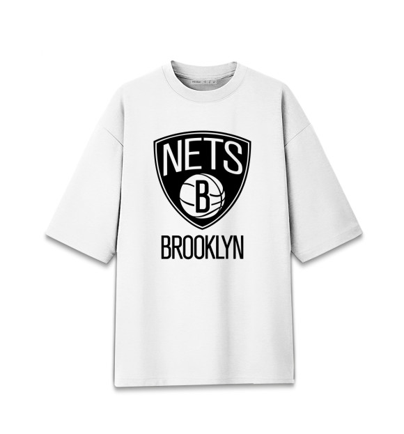 Женская футболка оверсайз с изображением Brooklyn Nets цвета Белый