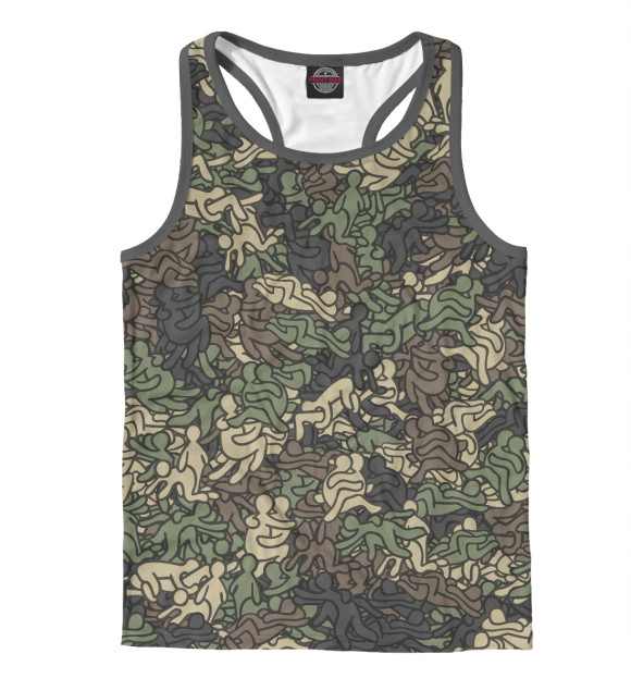 Мужская майка-борцовка с изображением Камуфляж с секс позами цвета Белый