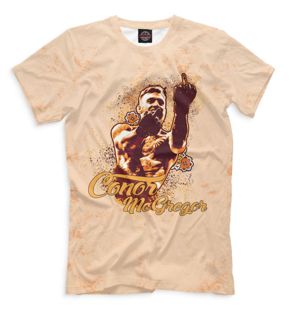 Мужская футболка с изображением Conor McGregor стилизованный принт цвета Бежевый