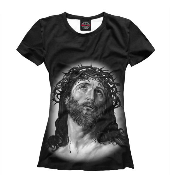 Женская футболка с изображением Иисус цвета Белый