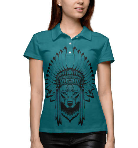 

Поло Print Bar, Белый, Волк индеец