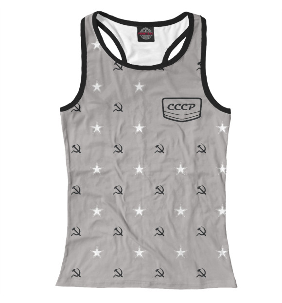 Женская майка-борцовка с изображением Серп и молот и звезда цвета Белый