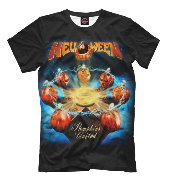 Мужская футболка с изображением Helloween цвета Черный