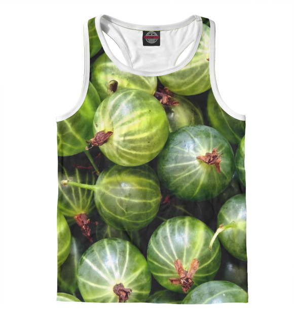 Мужская майка-борцовка с изображением Крыжовник цвета Белый