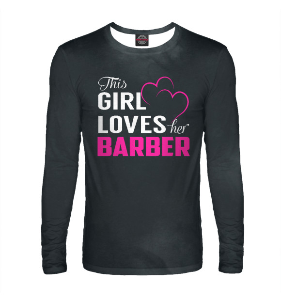 Мужской лонгслив с изображением This Girl Loves Her BARBER цвета Белый