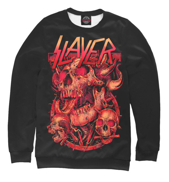 Мужской свитшот с изображением Slayer цвета Белый