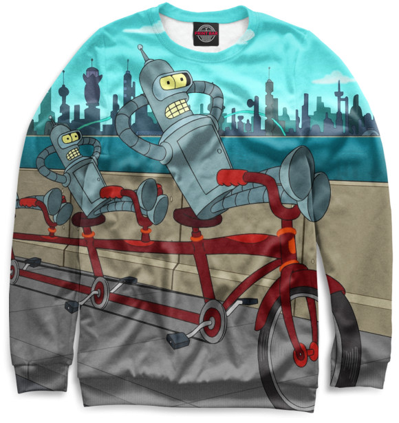 Мужской свитшот с изображением Бендер цвета Белый