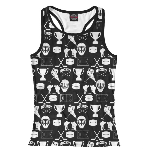 Женская майка-борцовка с изображением Hockey цвета Белый