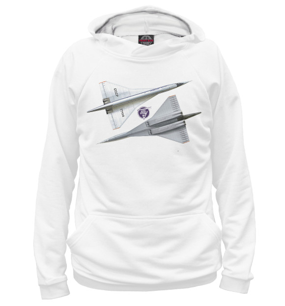 Женское худи с изображением Самолет ТУ-144 цвета Белый