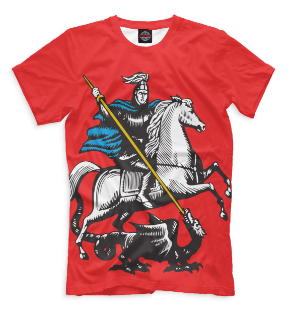 Мужская футболка с изображением Георгий Победоносец цвета Темно-розовый