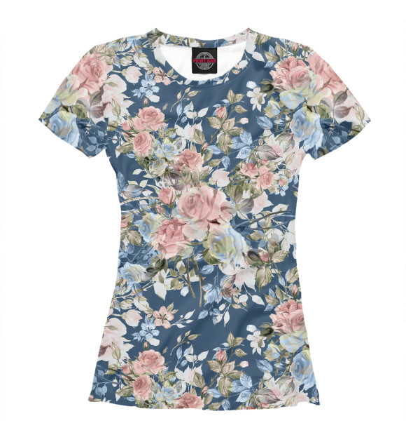 Женская футболка с изображением Розовые розы цвета Белый