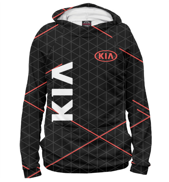 Мужское худи с изображением KIA цвета Белый