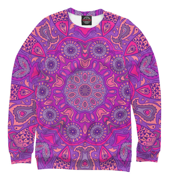 Свитшот для девочек с изображением Mandala цвета Белый