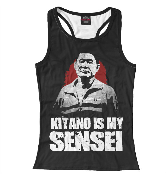 Женская майка-борцовка с изображением Китано - мой учитель цвета Белый