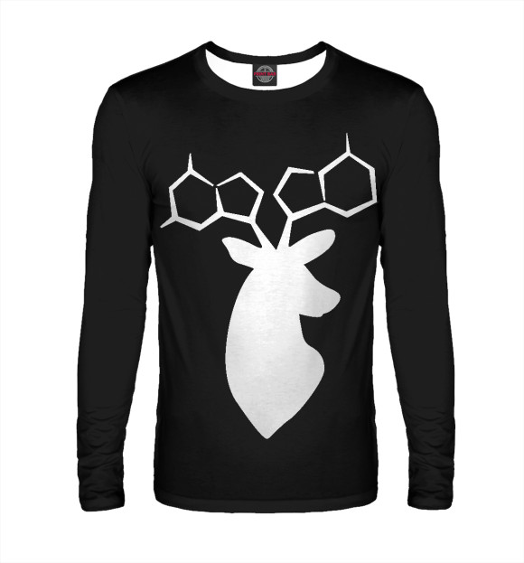 Мужской лонгслив с изображением Аминокислотный Олень цвета Белый