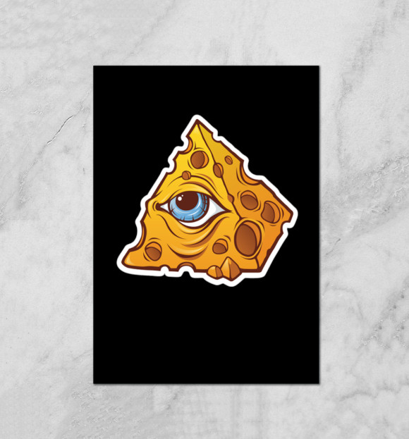 Плакат с изображением Illuminati cheese цвета Белый