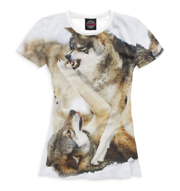 Женская футболка с изображением Волки цвета Белый