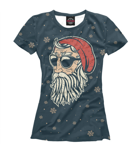 Женская футболка с изображением Санта хипстер цвета Белый