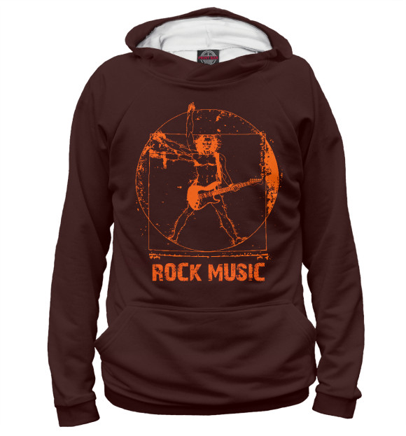 Мужское худи с изображением Rock Music цвета Белый