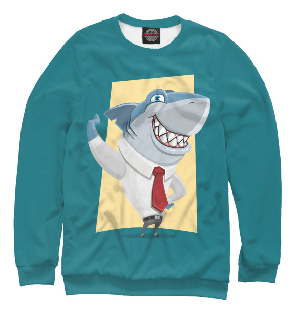 Женский свитшот с изображением Деловая акула цвета Белый