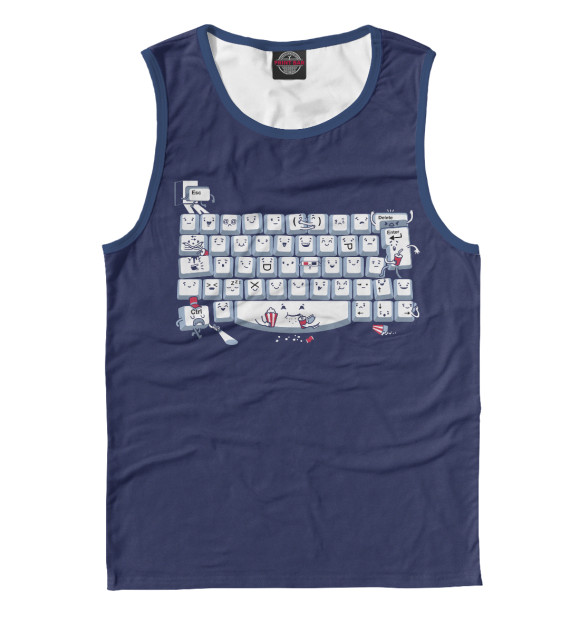 Мужская майка с изображением Keyboard Fun цвета Белый