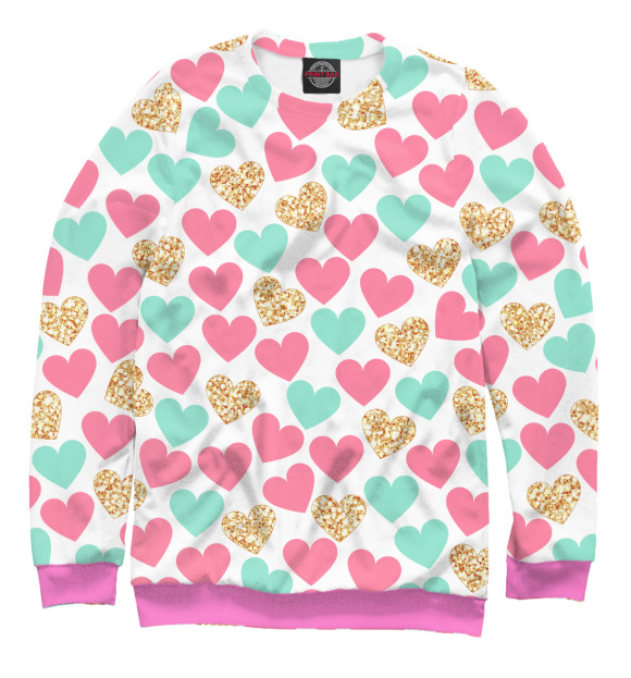 Мужской свитшот с изображением сердечки цвета Белый