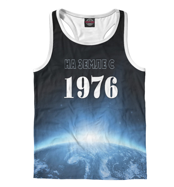 Мужская майка-борцовка с изображением На Земле с 1976 цвета Белый