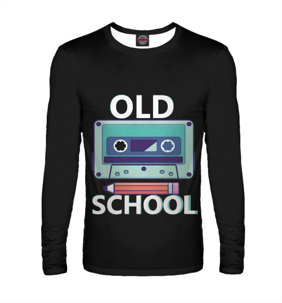 Мужской лонгслив с изображением Old School Здесь цвета Белый