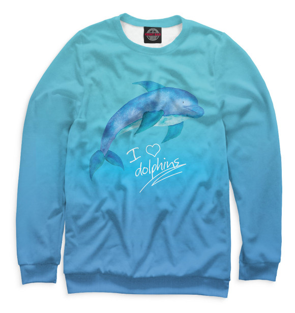 Мужской свитшот с изображением Love dolphins цвета Белый